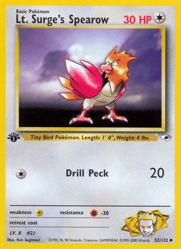 Lt. Surge's Spearow from GYM HEROES 2000