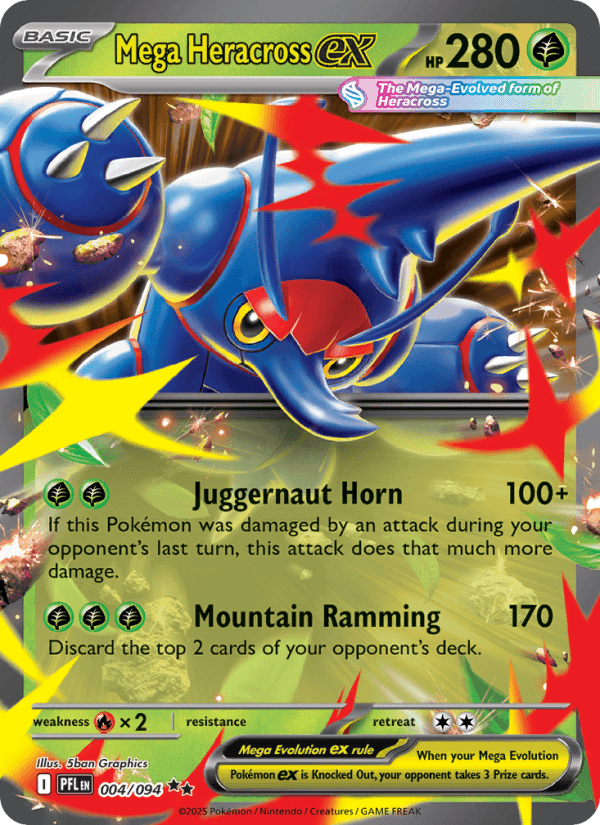 Mega Heracross EX from PHANTASMAL FLAMES 2025 - Legacy graded card 00025899 by RKT Grading