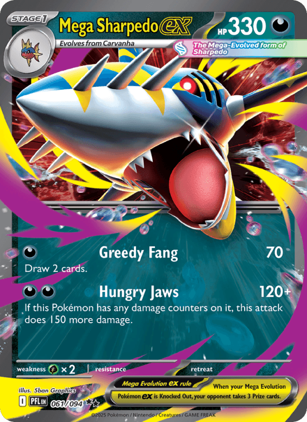 Mega Sharpedo EX from PHANTASMAL FLAMES 2025 - Legacy graded card 00025932 by RKT Grading