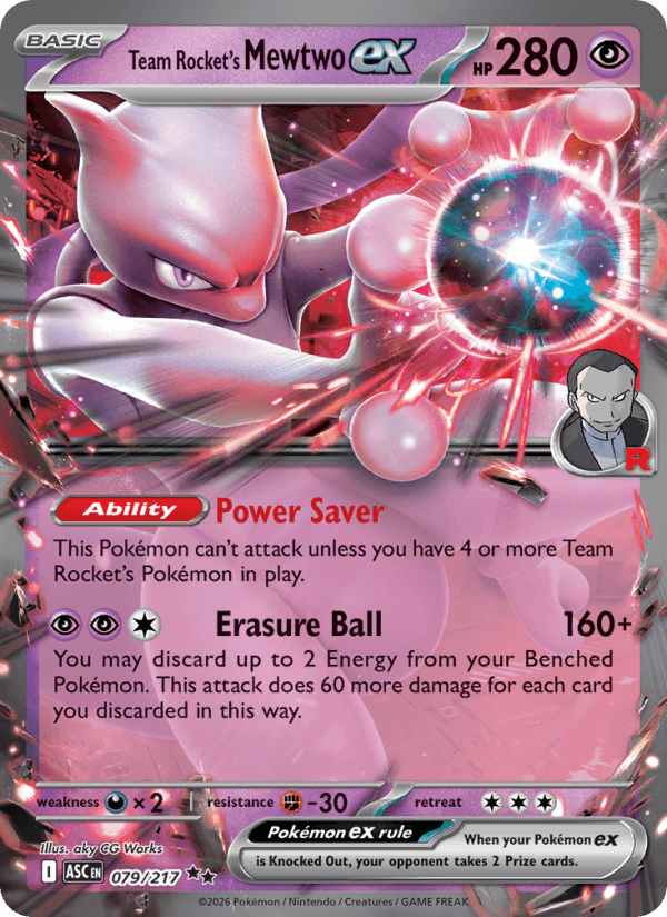 Team Rocket's Mewtwo EX from MEGA DREAM EX 2025 - Legacy graded card 00025882 by RKT Grading