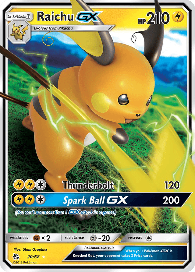 Raichu GX from HIDDEN FATES 2019