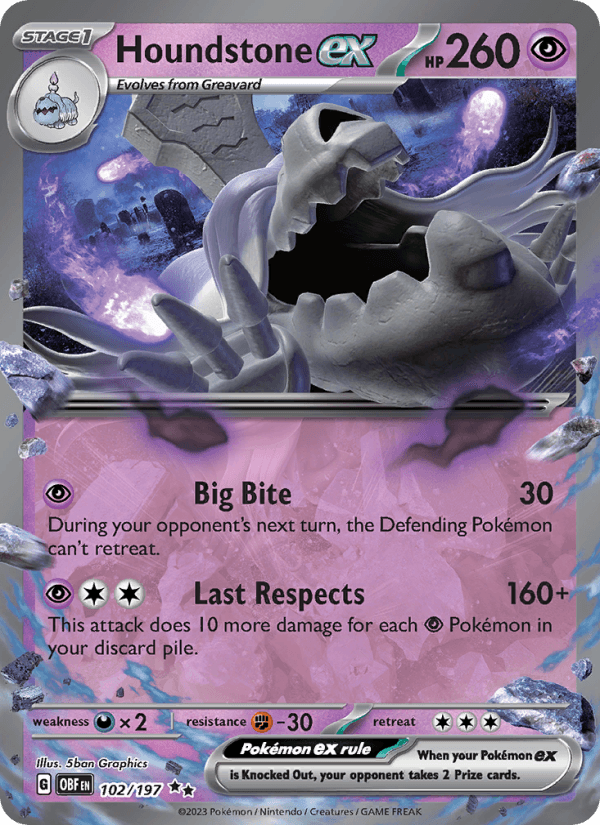 Houndstone EX from OBSIDIAN FLAMES 2023