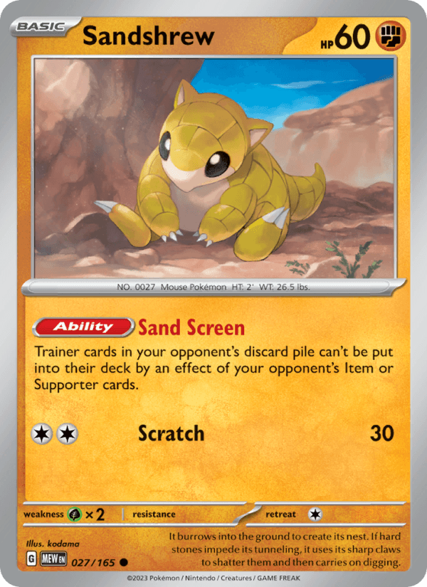 Sandshrew from VENUSAUR & LUGIA EX DECK 2023