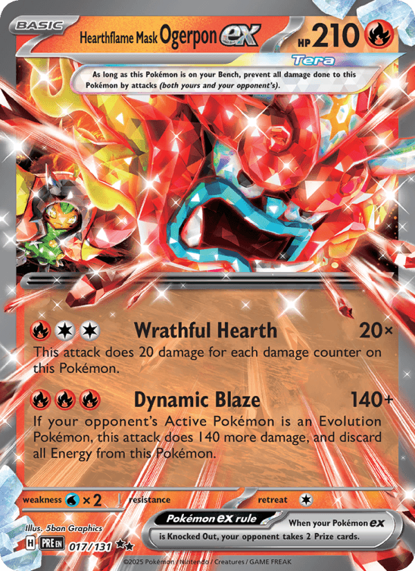 Hearthflame Mask Ogerpon EX from TERASTAL FESTIVAL 2024 - Legacy graded card 00025905 by RKT Grading
