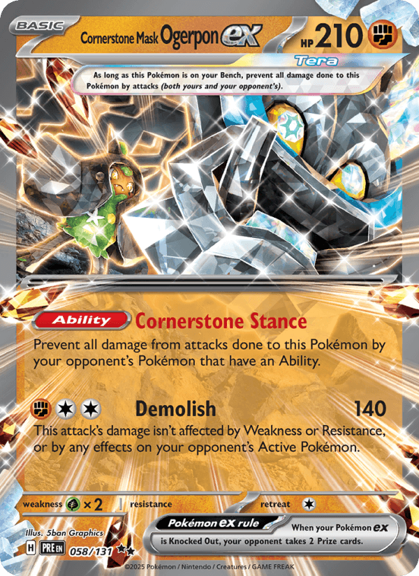 Cornerstone Mask Ogerpon EX from TERASTAL FESTIVAL 2024 - Legacy graded card 00025904 by RKT Grading