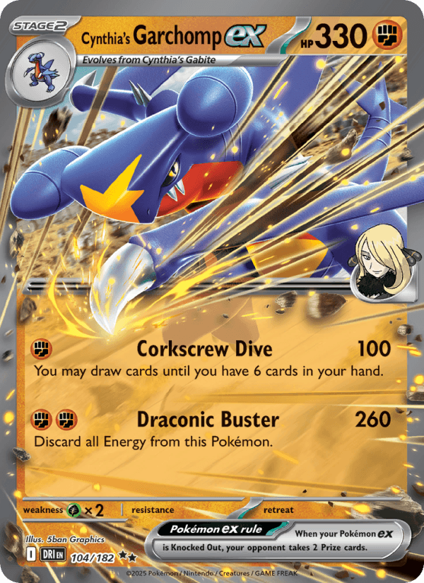 Cynthia's Garchomp EX from HEAT WAVE ARENA 2025 - Legacy graded card 00024649 by RKT Grading