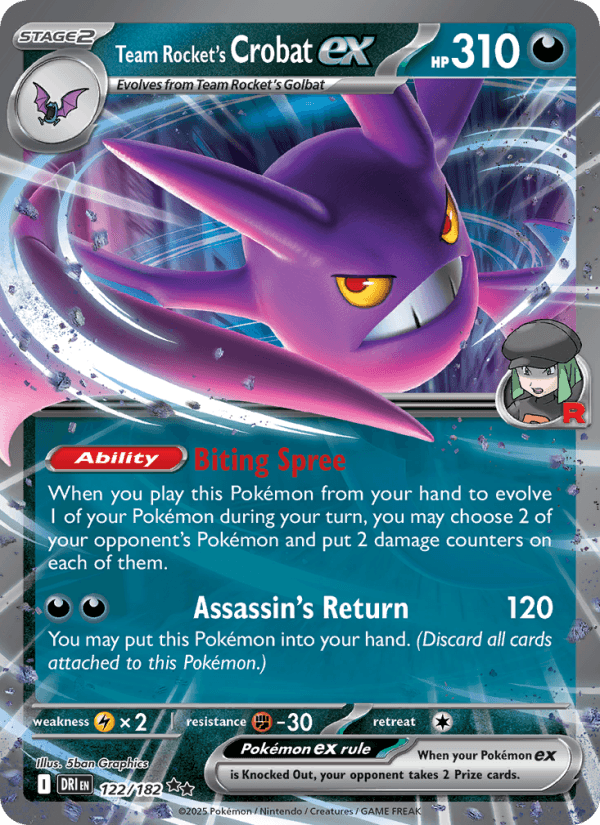 Team Rocket's Crobat EX from DESTINED RIVALS 2025 - Legacy graded card 00025944 by RKT Grading