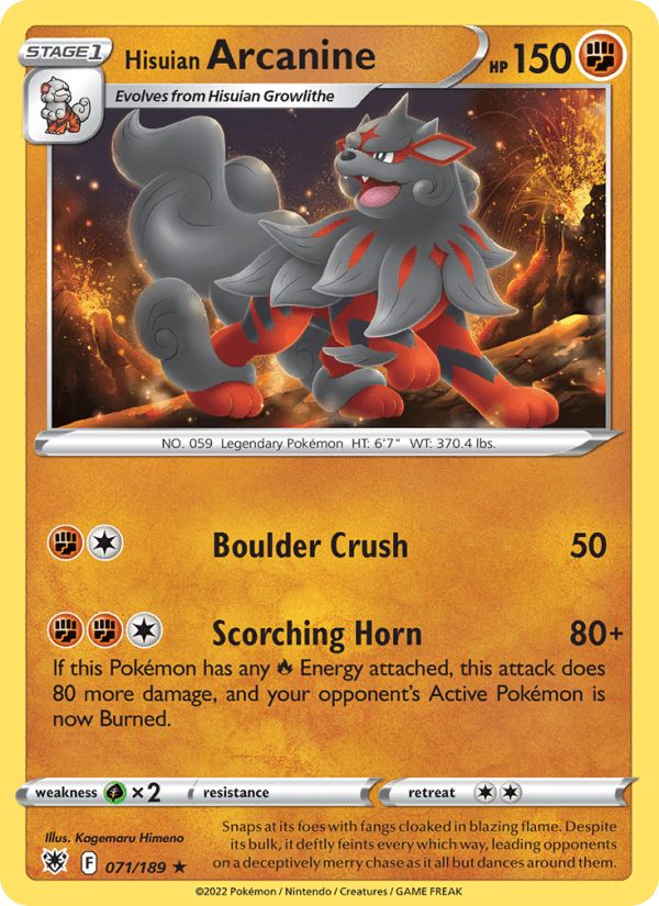Hisuian Arcanine from LOST ORIGIN 2022