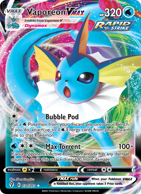 Vaporeon VMAX from EVOLVING SKIES 2021