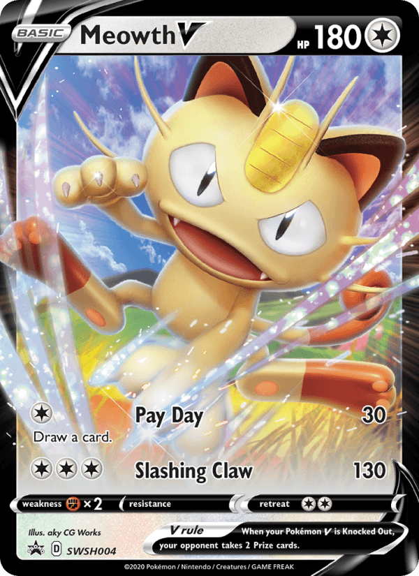 Meowth V from SWSH BLACK STAR PROMOS 2019-23
